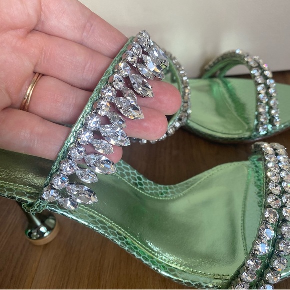 Alexandre Birman KARINA 85 MINT Green Heeled Sandals with Crystals  36/6 - Picture 5 of 12